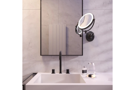 Aplica LED pentru baie SELFIE 7W, 205 lm, lumina calda/neutra/rece, dimabila, neagra, 3000K-6000K, Smarter